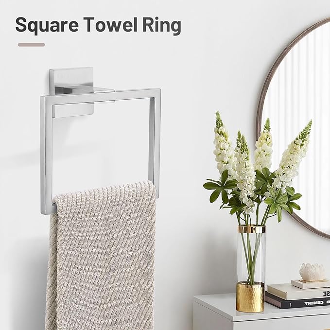 YACVCL 5 Pieces Bathroom Hardware Set, Brushed Nickel Bathroom Accessories, Bathroom Towel Bar Set, 23.6 Inch Towel Bar for Bathroom, Stainless Steel Bathroom Holder Set, Wall Mounted