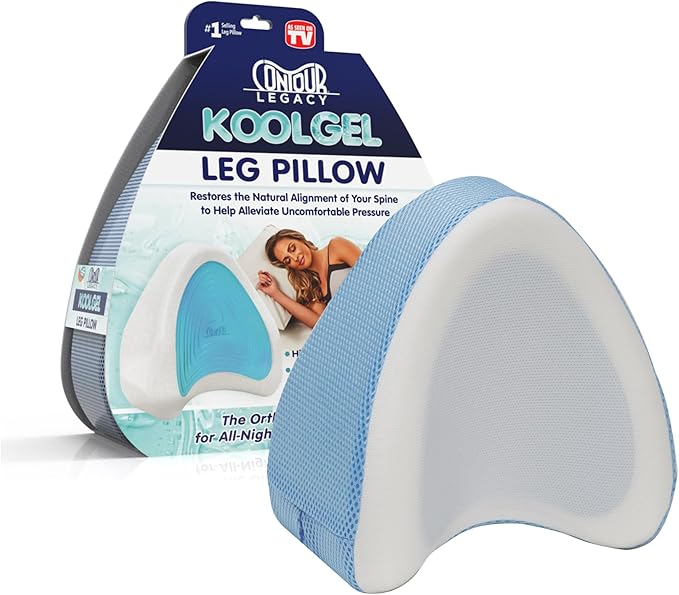 Contour Legacy Cool Leg & Knee Foam Support Pillow for Side Sleepers Soothing Relief for Back, HIPS, Knees, Joints, Nerves & Muscles