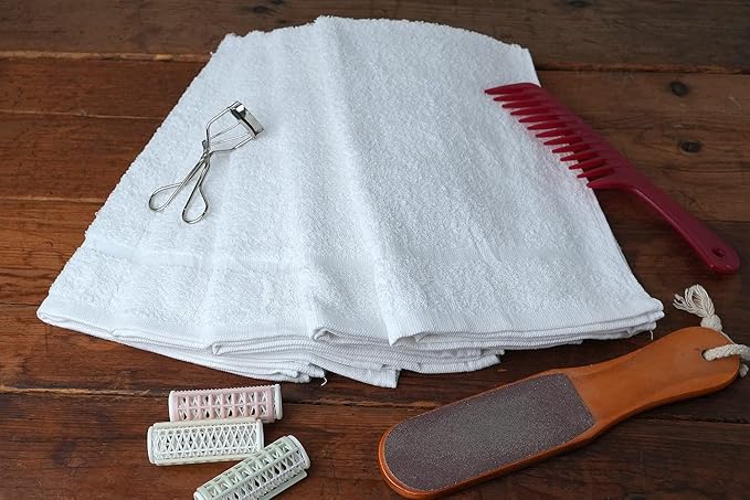 Basic Hand Towels 16x26 Inches – Bulk Pack of 96 – White Color – Soft and Absorbent Multipurpose Cotton Towels for Bathroom, Spa, Gym, Salon, Hotel, and Everyday Use