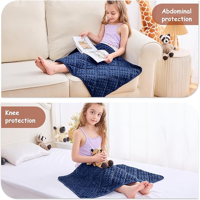 yescool Weighted Lap Pad 2 lb Blue Weighted Lap Blanket, Small Lap Blanket Cooling Heating Weighted Throw Blankets, Minky Blankets Gift for Travel Indoor Outdoor, 20 * 30in