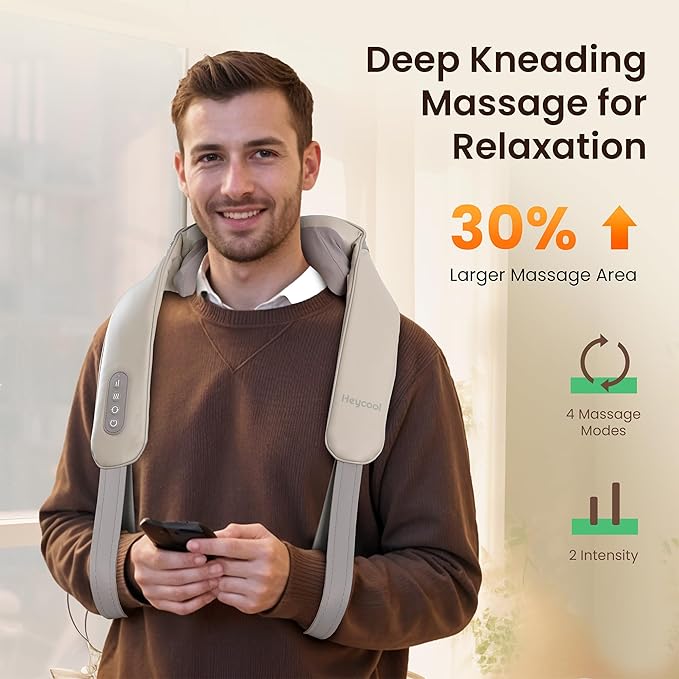 Cordless Neck and Shoulder Massager, Graphene Heating, Upgraded Shiatsu Back Massager Pillow for Neck, Shoulder