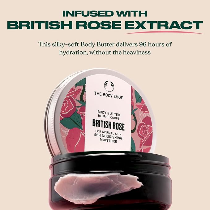 The Body Shop Body Butter Trio - 3 Piece Set, Shea, Almond Milk, British Rose Body Butter, Travel Sizes, Vegan