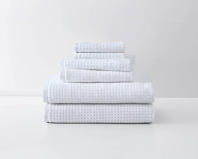 Tommy Bahama - Bath Towels, Highly Absorbent Cotton Bathroom Decor, Low Linting & Fade Resistant, Oeko-Tex Certified (Northern Pacific White, 6-Piece)