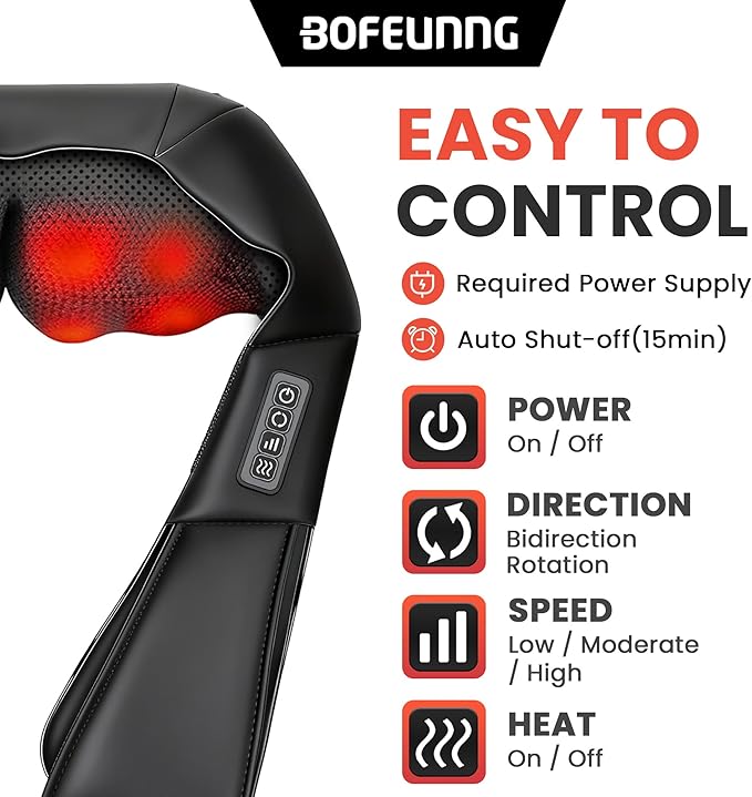 Shiatsu Neck and Back Massager for Pain Relief Deep Tissue, Neck and Shoulder Massager with Heat, Electric Kneading Back Massage for Muscle, Waist, Leg and Foot, Best Gift for Women Men Mom Dad