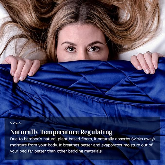 LUXOME Lightweight Blanket | 100% Rayon (Viscose) from Bamboo Fabric & Fill | King/Cal King - 98"x92" | Thermal-Regulating | Super Soft | Sapphire