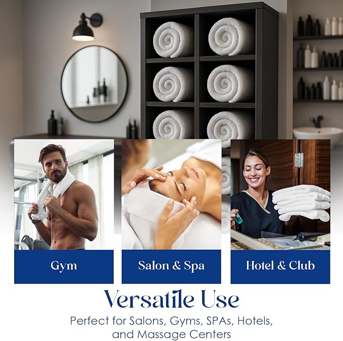 DAN RIVER 100% Cotton Salon Towels Set – 16x26 inches, Pack of 24, Highly Absorbent and Quick-Dry Towels for Hand, Salon, Spa, Beauty, Gyms and Home Hair Care, White