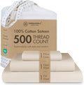 Threadmill - 5 Star Hotel Twin Sheet Set 100% Cotton Sheets, 500 Thread Count, Deep Pocket, Snug Fit, Soft & Crisp Best Bedding Sheets Set 3 Piece Set (Twin, Beige)