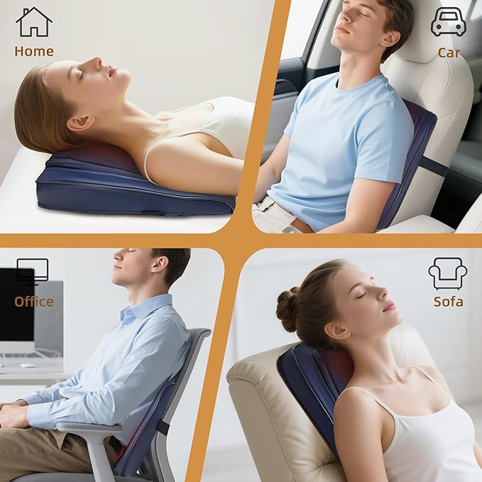 Joyset Back Massager for Back Pain Deep Tissue, Shiatsu Lower Back Neck Massager with Heat, 3D Kneading Massage Pillow for Neck Shoulder Legs, Gifts for Mom, Dad, Women
