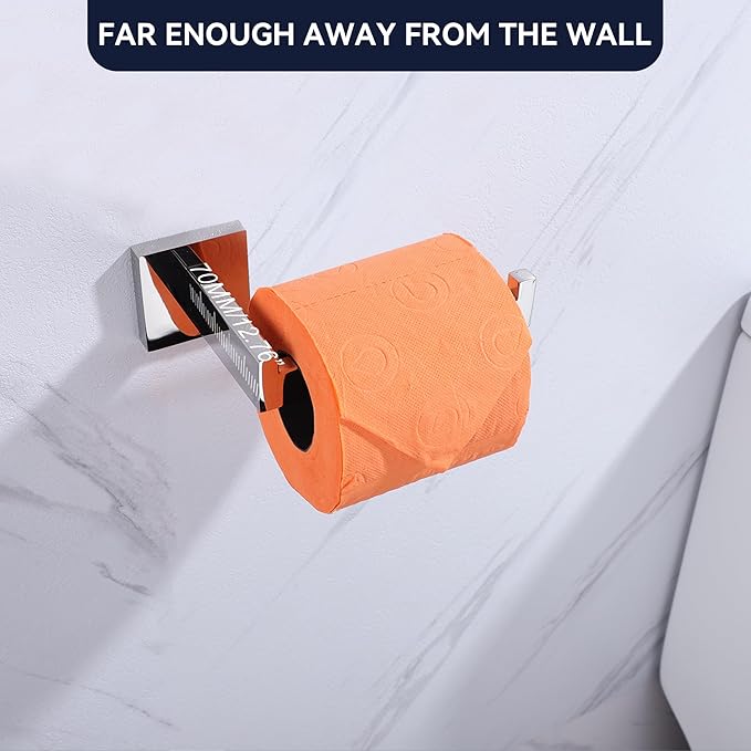 LANC Chrome Toilet Paper Holder, Bathroom Silver Toilet Paper Roll Holder Wall Mounted for Bathroom Washroom Modern TP Tissue Holder Dispenser 304 Stainless Steel Polished Right, A8807CP