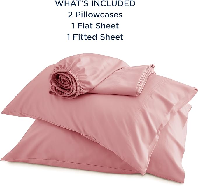 Bedsure Full Size Bed Sheets, Cooling Sheets, Rayon Derived from Bamboo, Breathable & Soft, Deep Pocket Up to 16 Inches, Hotel Luxury Silky Bedding for Hot Sleepers, Blush Pink