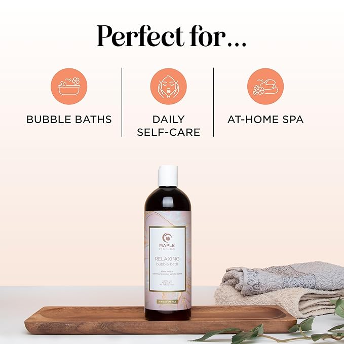 Luxurious Lavender Bubble Bath for Women - Sulfate Free Lavender Vanilla Bath Bubbles for Women Relaxing Bath Foam with Chamomile Calendula and Sage - Aromatherapy Bubble Bath Foaming Bath Oil for tub