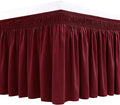 Biscaynebay Wrap Around Bed Skirts for Full & Full XL Beds 16" Drop, Burgundy Adjustable Elastic Dust Ruffles Easy Fit Wrinkle & Fade Resistant Silky Luxurious Fabric Solid Machine Washable