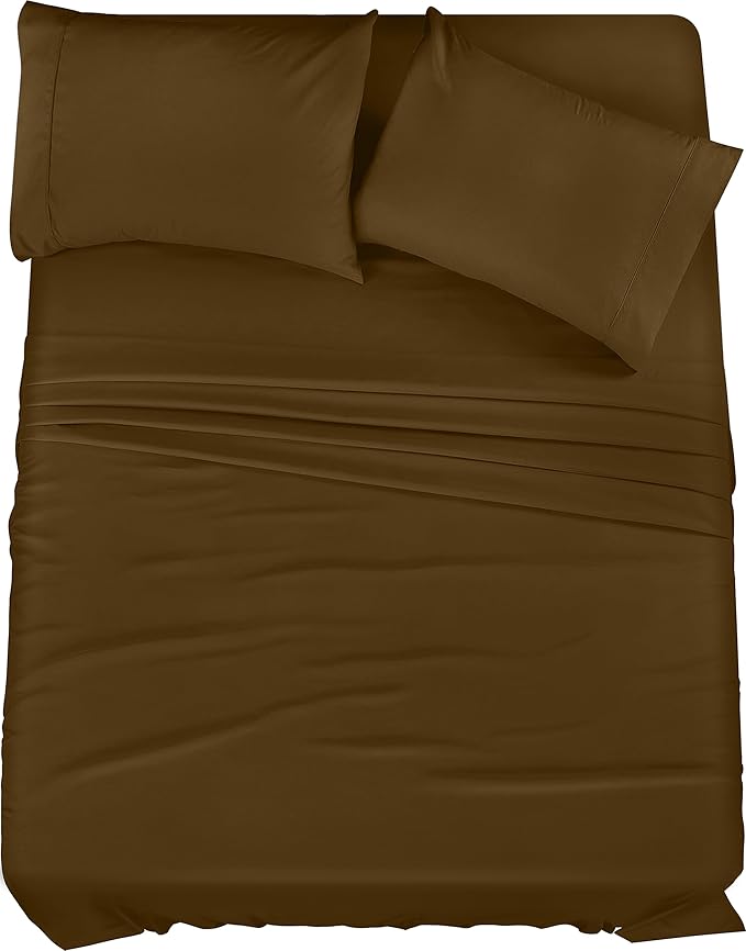 Utopia Bedding King Sheet Set – 4 Piece Bed Sheets for King Size Bed, Soft and Breathable Microfiber, Includes 1 Fitted Sheet, 1 Flat Sheet and 2 Pillowcases (Mocha)