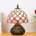 Small Tiffany Lamp Mini Stained Glass Table Lamp Pink Pearl Style Mushroom Accent Lamp 8X11 Inch