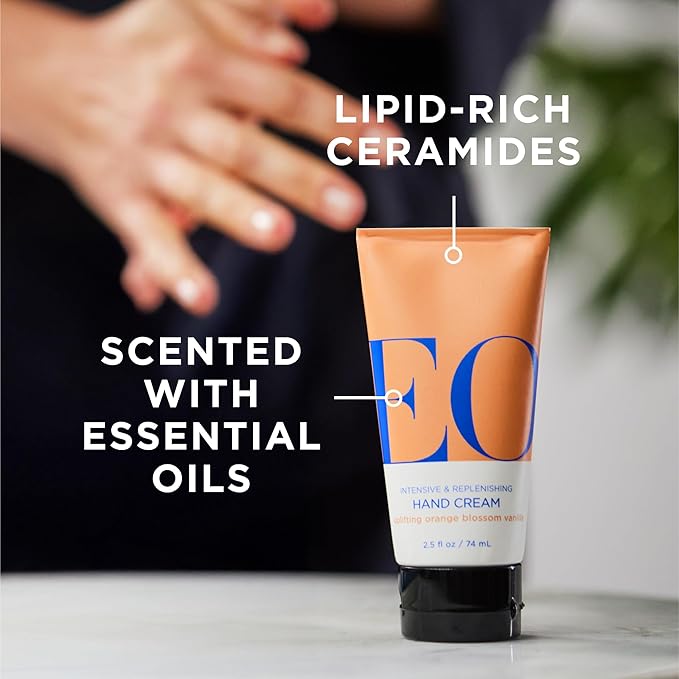 EO Hand Cream, 2.5 Ounce (Pack of 2), Orange Blossom and Vanilla, Organic Plant-Based, Moisturizer for Dry Skin
