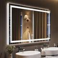 GarveeHome 50x28 LED Bathroom Mirror with Lights, Dimmable, Anti-Fog, Backlit + Front Lit, Smart Bathroom Vanity Mirror for Wall, Memory Function, Shatter-Proof (Horizontal/Vertical)