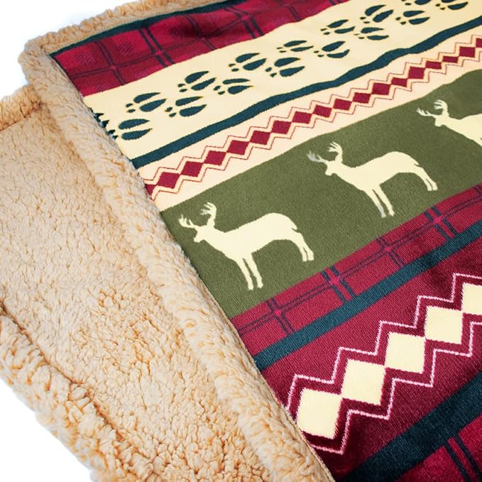 Pavilia Christmas Sherpa Blanket Throw Queen Bed - Red Flannel Fleece Christmas Decoration - Plush, Warm, Soft, Cozy Reversible Winter Holiday Blanket 90x90