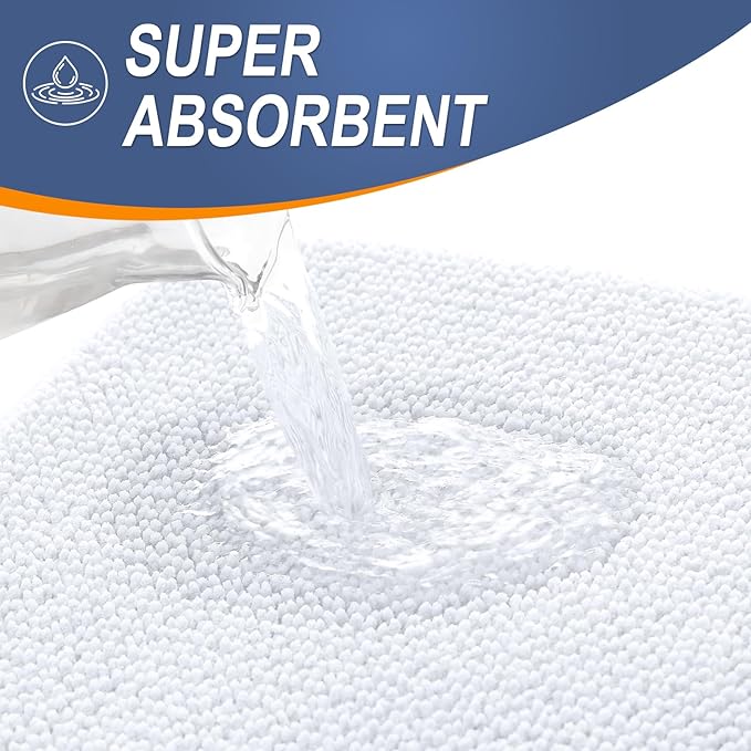 OLANLY Thick Memory Foam Bath Mat Rug 47x20, Extra Soft Absorbent Bathroom Rug, Quick Dry Bath Mats, Non-Slip, Machine Washable Carpet for Bathroom, Tub and Shower, Home Decor Accessories, White