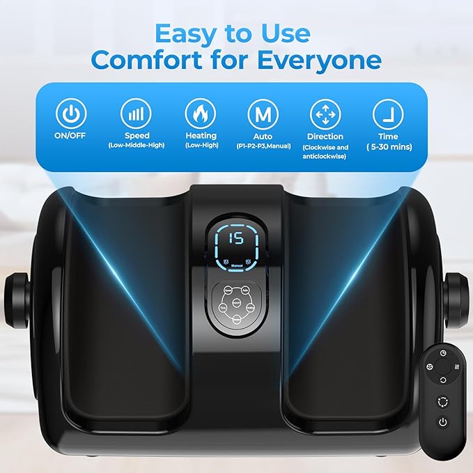 Foot Massager Machine with Heat - Shiatsu Deep Kneading for Foot Relaxation, 3 Speed & 4 Modes, Versatile Control Methods, Gift for Men Women