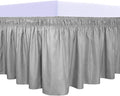 PureFit Wrap Around Ruffled Bed Skirt with Adjustable Elastic Belt - 22 Inch Drop Easy to Put On, Wrinkle Free Bedskirt Dust Ruffles, Bed Frame Cover for Queen, King and C-King Size Beds, Light Gray