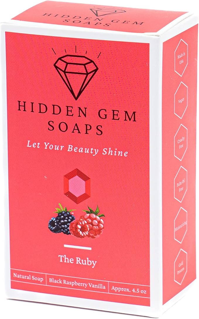 July Birthstone Ruby 3 Piece Gift Set All Natural Bar Soap, Bath Bomb, Shower Steamer Made in USA Palm Oil Free