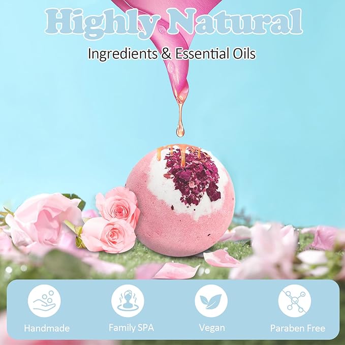 Bath Bombs Gift Set Fizzies, Shea & Coco Butter Dry Skin Moisturizer, Handmade Birthday Mothers Day Gifts idea for Her/Him, Wife, Girlfriend