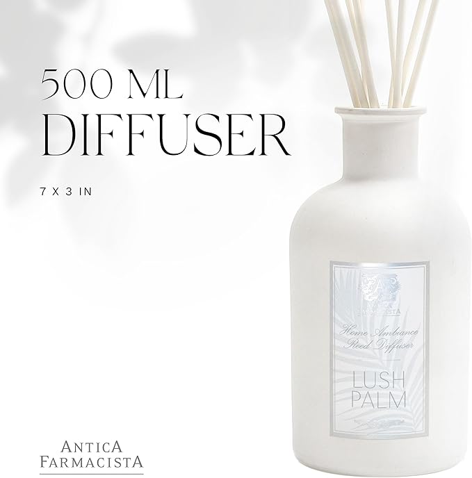 Antica Farmacista Home Ambiance Diffuser - Long-Lasting Reed Scent Diffuser - Luxury Room Freshener Gift - Lush Palm, 16.9 fl oz