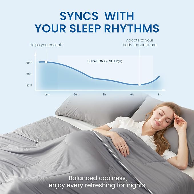 Cozy Bliss Cooling Comforter King Size Dual-Sided, Ultra-Soft Cooling Blankets for Hot Sleepers and Night Sweats, Breathable Lightweight Silky Smooth, Dark Grey