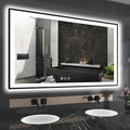 60x36 LED Bathroom Mirror - Black Aluminum Framed (Front and Backlit), Anti-Fog Smart Mirror, Stepless Dimmable, 3 Colors (Horizontal/Vertical)