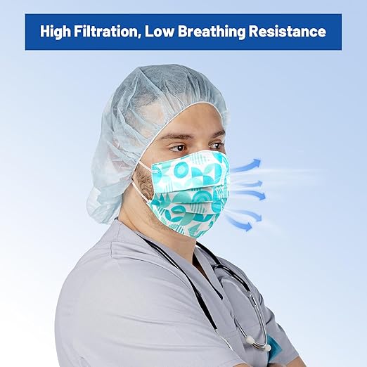 JMU 1000 Pcs Multicolor Disposable Face Masks for Adults, 4-Ply ASTM Level 3 Medical Face Masks