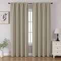 CUCRAF Light Beige Blackout Curtains 90 inch Length 2 Panels Set, Rod Pocket Room Darkening Drapes for Bedroom Living Room, Insulated Thermal Light Blocking Window Curtain (W52 x L90 Inch)