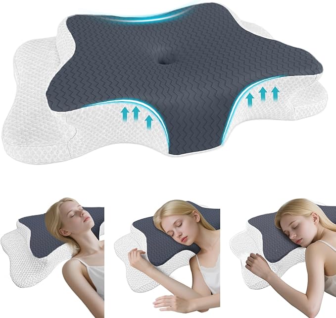 Cervical Pillow for Neck Pain Relief, Memory Foam Pillow, Ergonomic Contour Bed Pillow, Soft for Side Sleep Stomach Sleeping and Back Sleepers