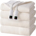 Electric Heated Blanket Queen Size, Washable Blanket Warmer with Dual Control for Home for Adults, Super Cozy Soft Fabric, 84" x 90", 9 Heat Levels, 1-9H Auto-Off, ETL Certified, Cream