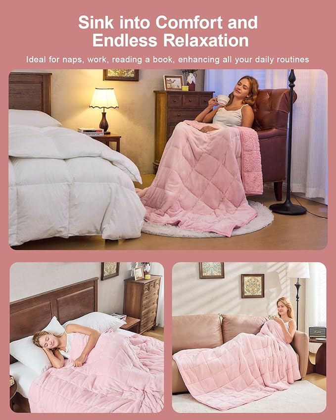 Super Fuzzy Soft Sherpa Fleece Weighted Blanket, 15 lbs Dual Sided Fluffy Heavy Weighted Blankets for Adults - No Bunching with Double Layers of Soft Inner Lining (60"x 80", 15 Pounds)