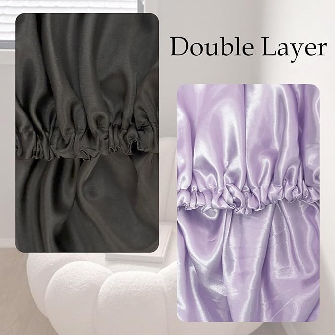 Satin Bonnet Double Layer Silk Bonnet for Sleeping Women Hair Care for Natural Curly