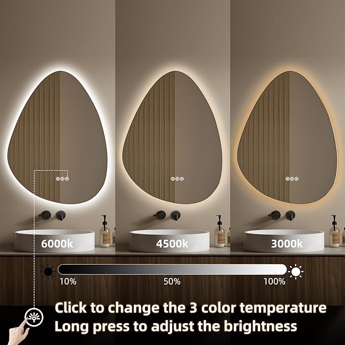 Led Mirror for Bathroom, 30"x 40" Bathroom Vanity Mirror with Lights, Human Body Sensing, Anti-Fog, 3 Colors and Dimmable, Backlit Light Up Bathroom Mirror Wall Mounted.