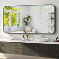 Koonmi Black Framed Bathroom Mirror - 30x60 Inch Shatterproof Tempered Glass Vanity Mirror for Bathroom Sink, Wall Mounted with Matte Aluminum Alloy Frame, No Distortion, Modern Decor