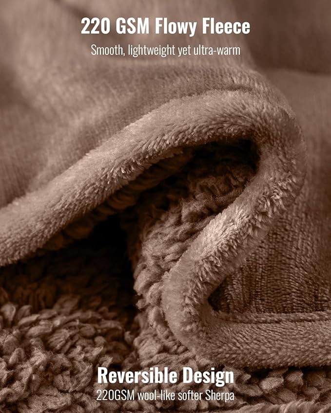 Uttermara Weighted Blanket Queen Size 20lbs 60x80 inches, Cozy Sherpa Weighted Blankets with Soft Plush Fleece, Warm Sherpa Thick Heavy Blanket Great for Sleep and Calming, Brown
