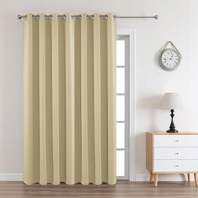 Joydeco Beige Custom Solid Single Blackout Curtain for Bedroom and Living Room, Grommet Thermal Insulated Room Darkening Curtain 1 Panel (Custom Size,Beige)