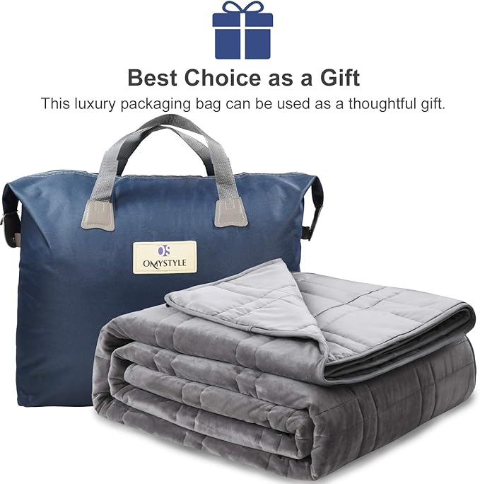 OMYSTYLE Reversible Weighted Blanket 48''x72'' 15lbs for Adults, Warm Short Plush and Cool Tencel Fabric Double-Sided Weighted Blanket for All Season Use - Carry Bag Included