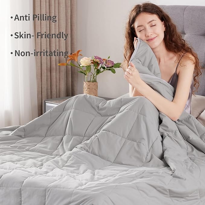 Weighted Blanket Queen Size (60"x80" 25lbs),Ultra Soft and Cozy Cooling Weighted Blanket Queen Size for Adult,Heavy Blanket with Machine Washable Soft Blanket, Stone Grey