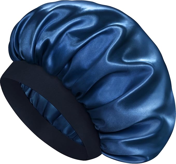 Satin Silk Bonnet for Sleeping, Double Layer Silk Sleep Cap for Men & Women, Soft Satin Lined Bonnet for Curly Hair