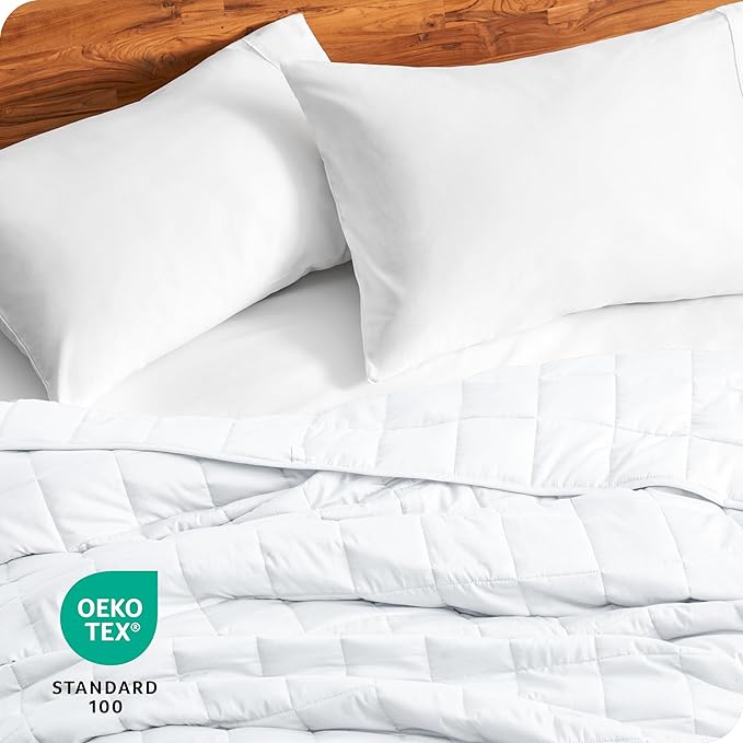 Bare Home Weighted Blanket Queen Size 22lb (60" x 80") for Adults - All-Natural 100% Cotton - Premium Heavy Blanket Nontoxic Glass Beads (White, 60"x80")
