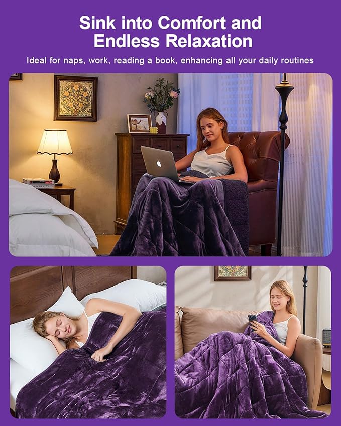 Super Fuzzy Soft Sherpa Fleece Weighted Blanket, 20 lbs Dual Sided Fluffy Heavy Weighted Blankets for Adults - No Bunching with Double Layers of Soft Inner Lining (60"x 80", 20 Pounds)