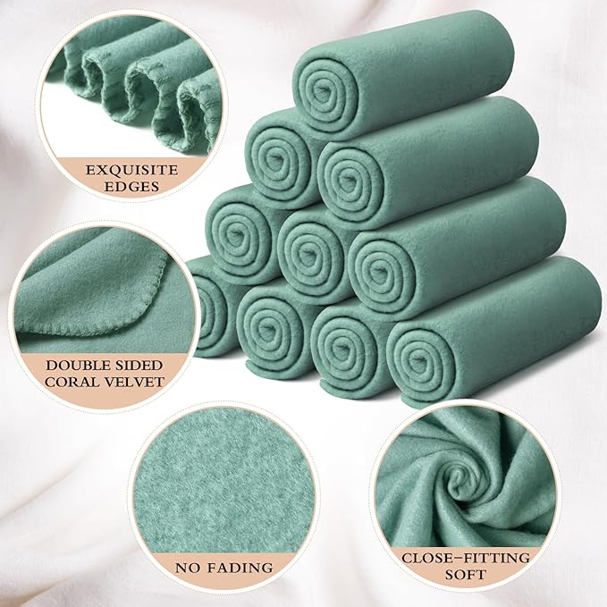 24 Packs Fleece Throw Blanket Soft Warm Lightweight Fleece Blanket Cozy Throw Bulk for Bed Couch Sofa Home Office Wedding Gifts Suitable for Seasons, 50 x 60 Inches(Lake Blue)