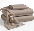 LANE LINEN Twin Size Sheet Set – 450 Thread Count Soft & Cooling Sateen Weave, 100% Cotton Bedding Sheets & Pillowcases, 15” Deep Pocket Fully Elasticized Fitted Sheet, Premium Hotel Quality, Taupe