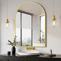 Delma Arched Bathroom Mirror, 28"x40" Wall Mounted Vanity Mirror for Bedroom, Living Room and Entryway, Gold