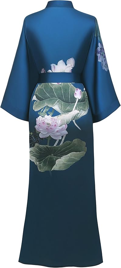 PRODESIGN Kimono Robe for Women - Long Satin Sleepwear Silky Kimono Cover-Up Nightgown Japanese Bathrobe Loungewear Blouse
