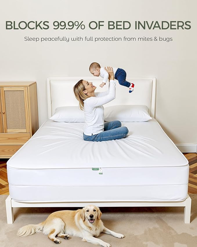 FAUNNA Zippered Mattress Encasement, 100% Cotton Bed Bug and Dust Mite Proof Mattress Protector, Hypoallergenic, Antibacterial Protection, Noiseless Zipper, Six-Sided Cover (Twin XL 12" Deep)