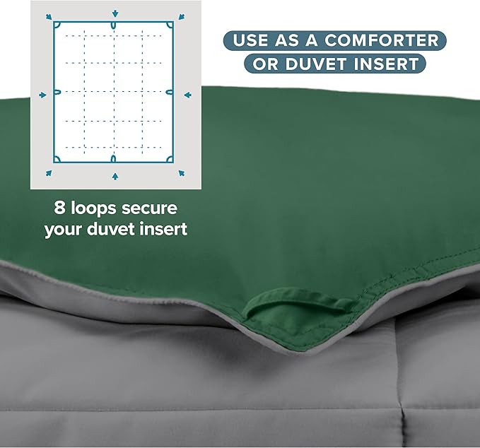 Bare Home Full Comforter - Reversible Colors - Goose Down Alternative - Ultra-Soft - Premium 1800 Series - All Season Warmth - Bedding Comforter (Full, Grey/Forest Green)